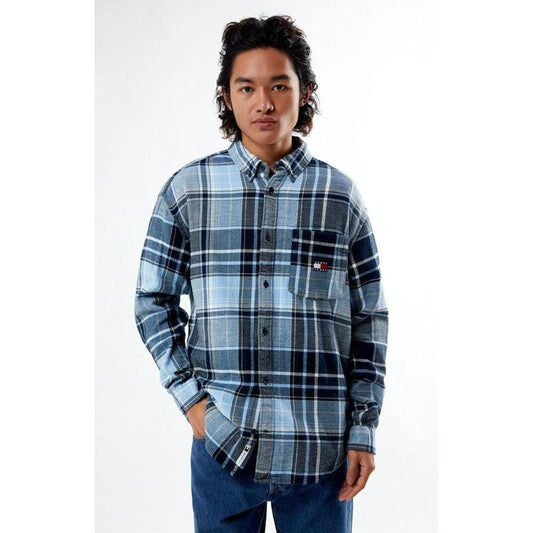 Tommy Jeans Men's Brushed Navy Flannel Long Sleeve Shirt