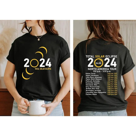 Total Solar Eclipse 2024 Shirt, Double-Sided Shirt, April 8th 2024 Shirt, Eclipse Event 2024 Shirt, Celestial Shirt, Gift for Eclipse Lover
