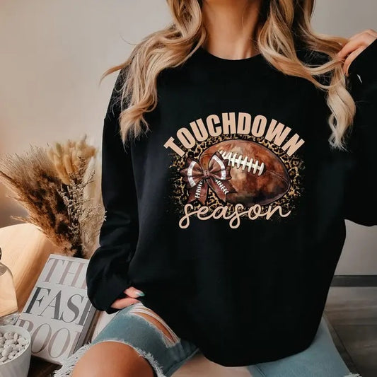 Touchdown Season Shirt, Football Coquette Bow Tee, Football Season, Sports T-Shirt, Football Life, Cute Football Mom Tee, Sports Team Shirts, Unisex Sweatshirt