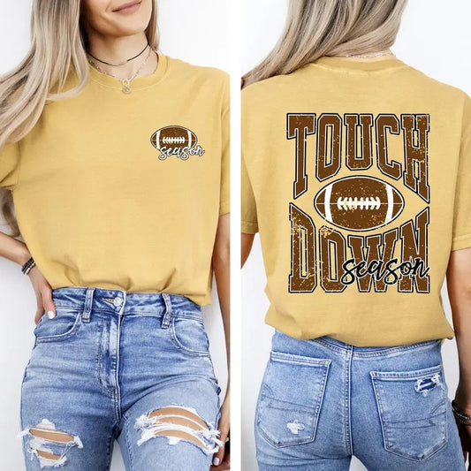 Touchdown Season, Front and Back, Football, Sports, Game Day, Big Game, Tailgate Party Tshirt, Women's Comfort Colors Tshirt, Graphic Tee