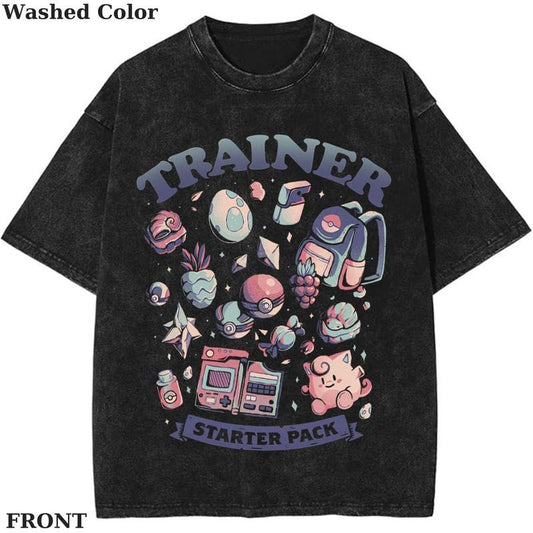 Trainer Starter Pack - Ringer - pokemon Graphic shirt, Poke Shirt, PKM TShirt, Anime Cute Shirt, Vintage T-Shirt Menswear Top Underwear Tshirt