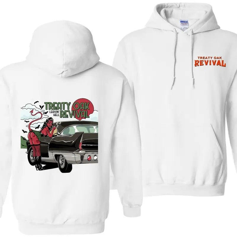 Treaty 0ak Revival Hoodie - Featuring a retro-style design with a unique flair, perfect for those who enjoy bold fashion and music, providing comfort and style - Unisex Trendy Hoodie Classic - Graphic Tees For Women And Men - Gifts For All