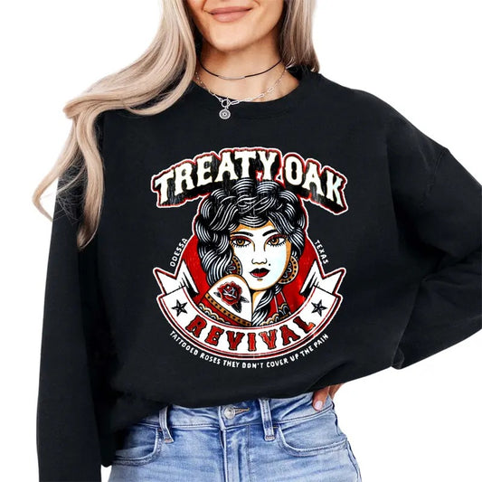 Treaty Oak Revival Rose Tattoo T-Shirt Sweatshirt Hoodie, 1 Sided Printed Shirt, Treaty Oak Revival Hoodie For Men And Women, For Treaty Oak Revival Fan
