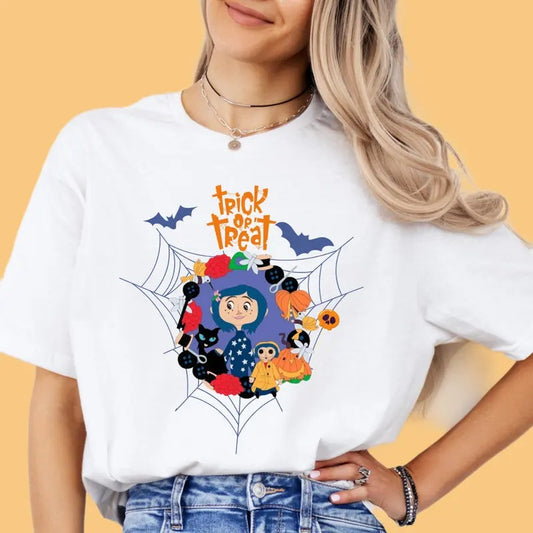 Trick or treat Halloween Coraline Shirt, other mother Coraline T-Shirt, wybie, other world sweatshirt, Best For Coraline Movie, Coraline Doll Hoodie, Halloween Cartoon sweatshirt, Movie Vintage Retro Horror, Halloween Gift, Unisex t-shirt
