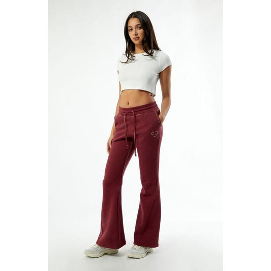 True Religion Women's Joey Mid Rise Big T Flare Sweatpants
