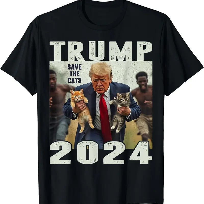 Trump 2024 Save the Cats Saying Debate T-Shirt | Unisex Cotton Tee Gift | Full Size
