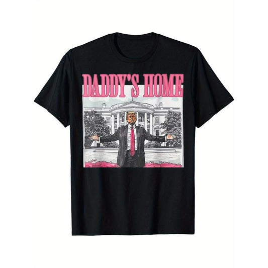 Trump 2024 retakes America, dad is home, Trump pink 2024 men's T-shirt made in usa