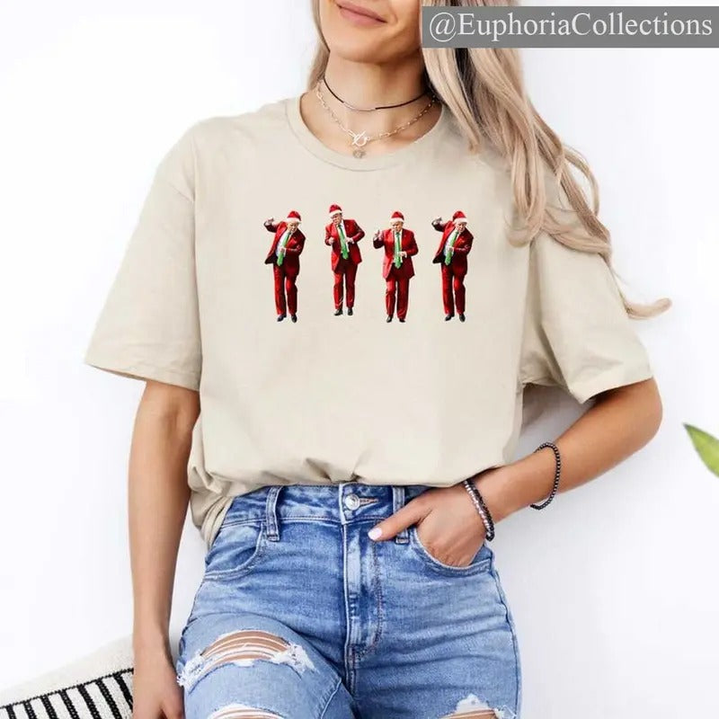 #Trump Dance Christmas Shirt, Funny Trump Tee, Christmas Republican T-Shirt, Christmas Santa #Trump Tee , Global Trending Outfits