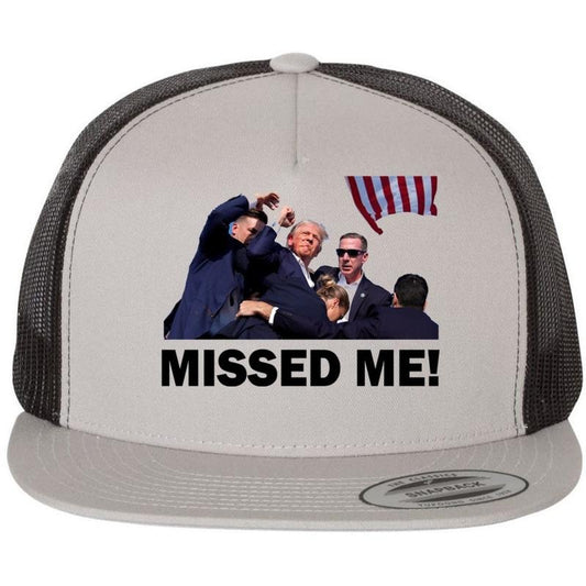 Trump Shot Rally Assassination Missed Me! Trump 2024 Flat Bill Trucker Hat