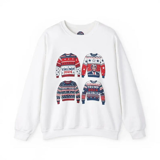 Trump Ugly Christmas Sweater Crewneck Sweatshirt Funny Unique Political Conservative Merch Holiday Gift Idea Matching Family Outfit Shirt