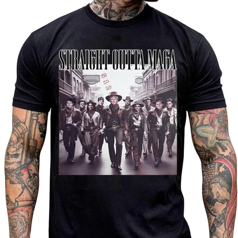 Trump Vance Elon Dream Team Straight Outta MAGA Shirt, Trump Shirt, Thug Life Sweater, Trump Support Shirt, Dark MAGA Hoodie, Election Tee 2024 Gifts