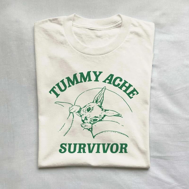 Tummy Ache Survivor T Shirt, Tummy Ache Tee, Meme T Shirt, Graphic Vintage Cartoon, Aesthetic Tee, Unisex Tee