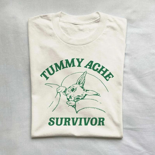 Tummy Ache Survivor T Shirt, Tummy Ache Tee, Meme T Shirt, Graphic Vintage Cartoon, Aesthetic Tee, Unisex Tee