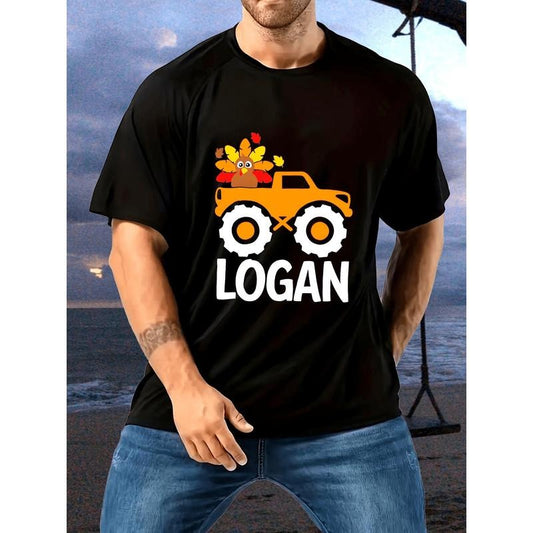 Turkey Monster Truck T-Shirt, Thanksgiving T-Shirt, Men'S Thanksgiving T-Shirt, Autumn Men'S Tops 220G made in usa