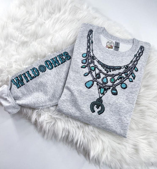 Turquoise Wild Ones Sweatshirt Womenswear Unisex Comfy Print
