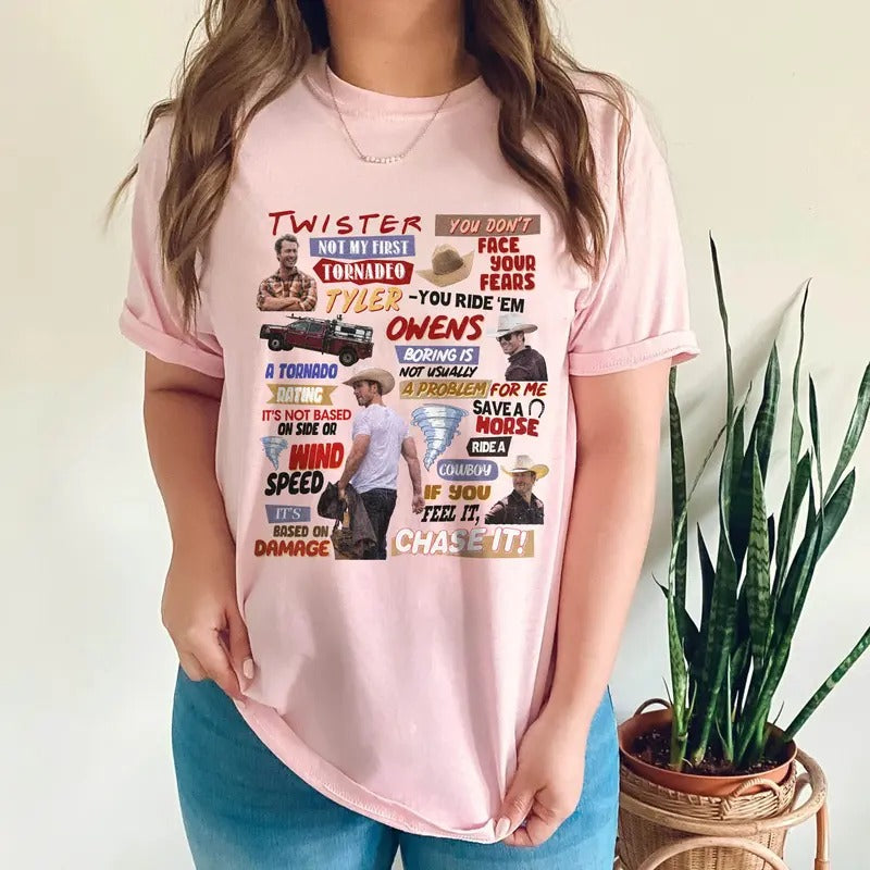 Twisters, Glen Powell, Not My First Tornadeo Tornado, Twister Storm Chasers Shirt, Movie T-shirt, Comfort Colors Tyler Owens, Lover Gift