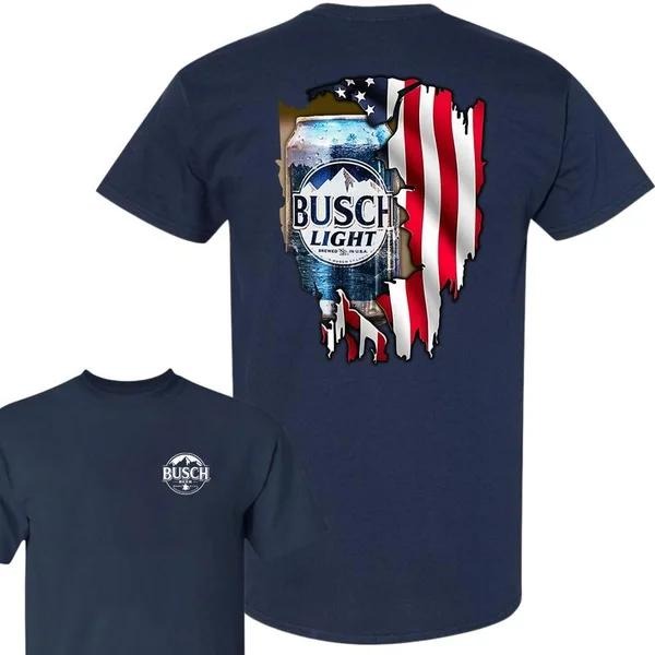 Two-sided Busch Light American Flag T-shirts, Funny Summer Graphic Tee, Trendy Outdoors Beer Lover Sweatshirt, Unisex Hoodie, Independence Day