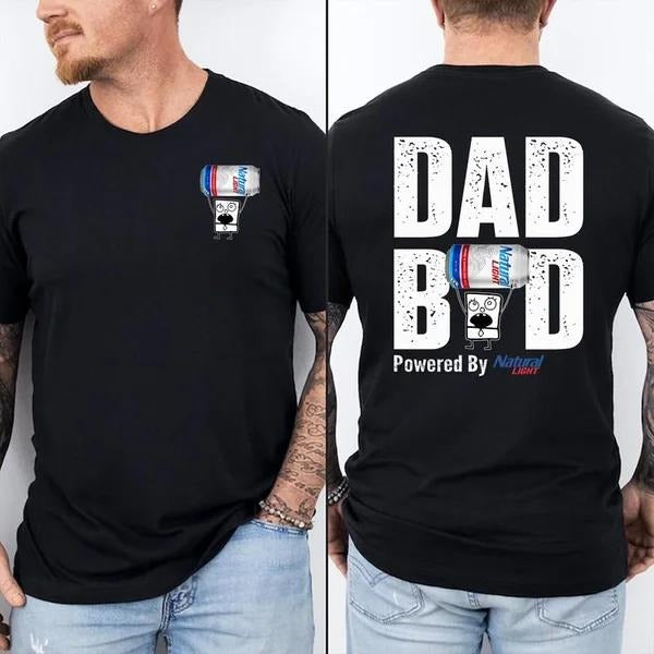 Two-sided Dad Bob Powered By Natural Light T-shirt, Father's Day Gifts, Doodlebob Papa Tee, Funny Summer Graphic Tee, Trendy Outdoors Beer Lover Sweatshirt, Unisex Hoodie