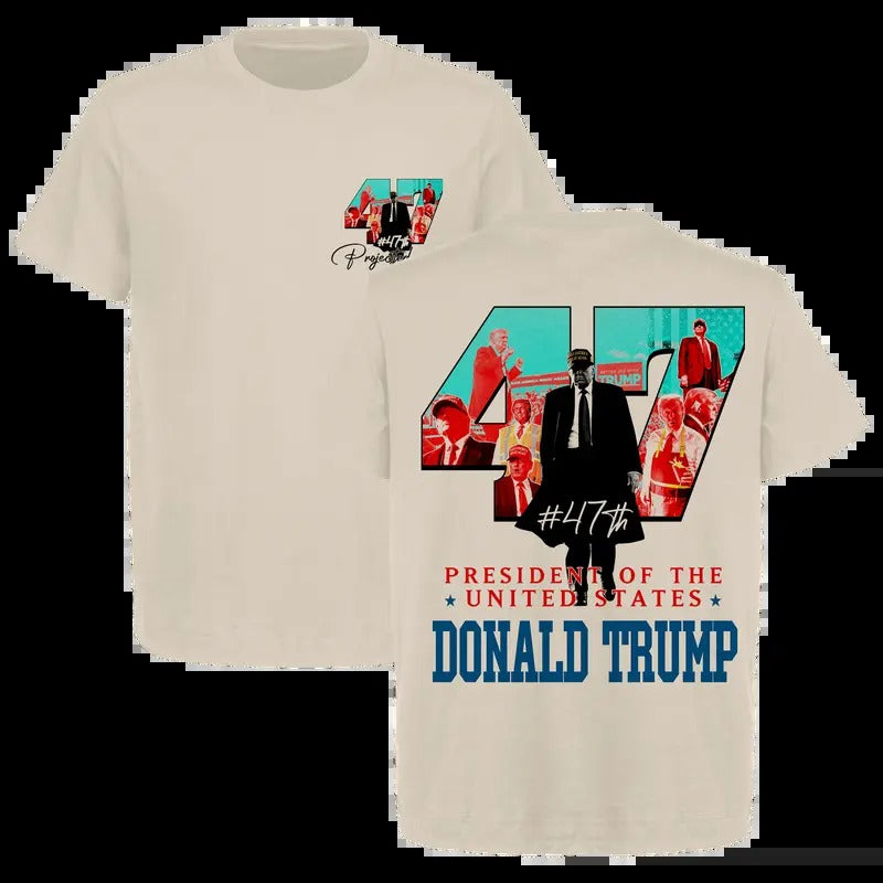 US 47th President Donald Trump Won Again 2024 Graphic T-Shirt - Heavy Cotton Gildan 500, Unisex Election Shirt for Men & Womenstyle{n002}2