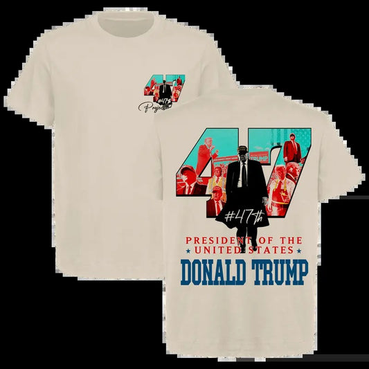 US 47th President Donald Trump Won Again 2024 Graphic T-Shirt - Heavy Cotton Gildan 500, Unisex Election Shirt for Men & Womenstyle{n002}2