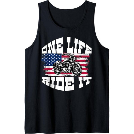 US American Flag Biker Motorcycle T Shirt For Men Women Tank Top made in USA