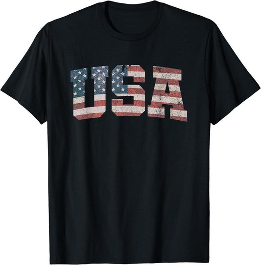 USA US Flag Patriotic 4th of July America T-Shirt | Unisex Cotton Tee Gift, Crewneck, Short Sleeve