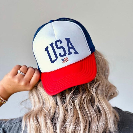 USA, Flag, Patriotic, Snapback Trucker Hat, America, USA, Independence Day, Patriotic Cap for Women, Sassy Graphic Hats