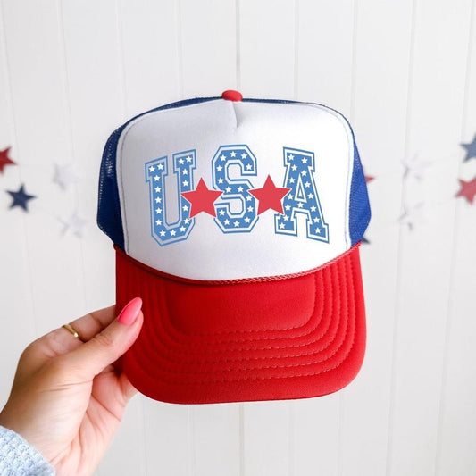 USA, Stars, Patriotic, Snapback Trucker Hat, America, USA, Independence Day, Patriotic Cap for Women, Sassy Graphic Hats
