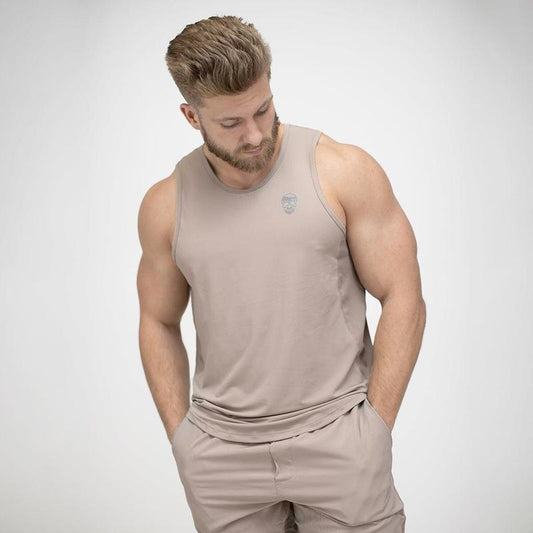 Ultra-Soft Men's Performance Tank Top - Taupe, Moisture-wicking, Quick-drying, Summer