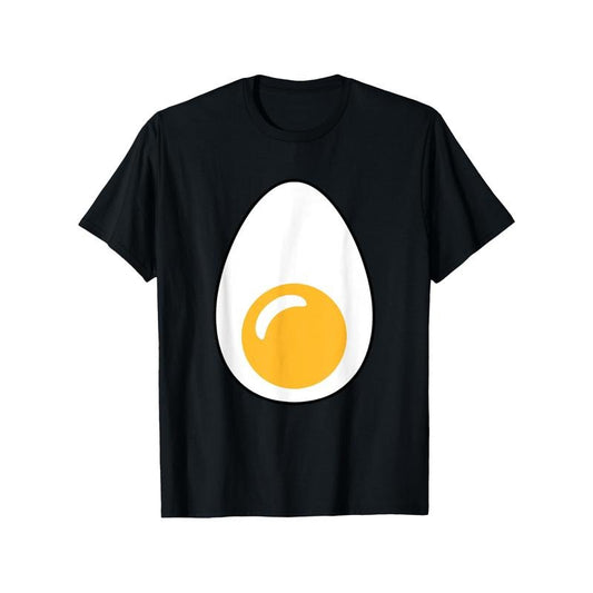 Unisex Casual Crew Neck T-Shirt with Deviled Egg Print, 100% Cotton, Short Sleeve, Slight Stretch, All-Season Comfort, Perfect for Halloween, Thanksgiving, Christmas, New Year - Black made in usa