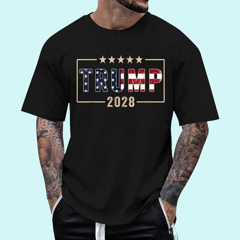[Unisex Cotton] Trump 2028 Shirt Vote Donald Trump Flag 2028 T-Shirt , Short Sleeve, Top Unisex