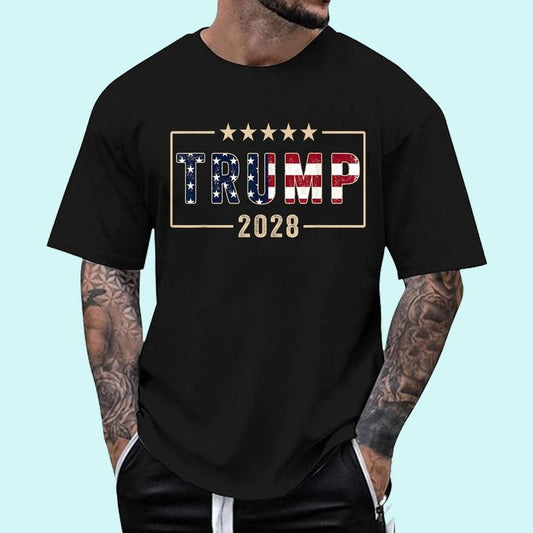 [Unisex Cotton] Trump 2028 Shirt Vote Donald Trump Flag 2028 T-Shirt , Short Sleeve, Top Unisex