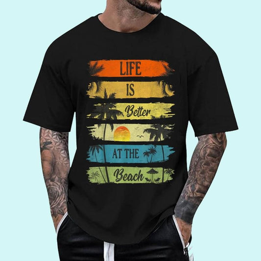 [Unisex Cotton Shirt] Summer Vacation Beach Vacation Life Is Better At The Beach T-Shirt