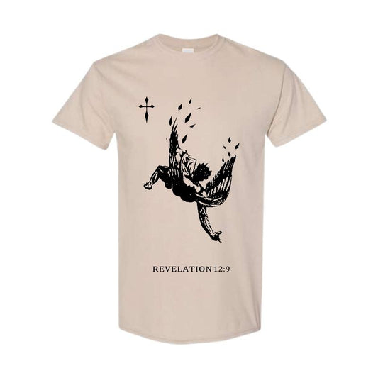 Unisex Men's Angel & Letter Print Round Neck Drop Shoulder Tee, Tee Gift for Friends, Available in All Sizes, Full Color, Full Size