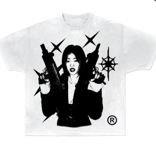 Uzi Assassin Tee, graphic, shirt, y2k, streetwear, goth, fashion, trendy, men, women, unisex, cotton, crew neck, short sleeve