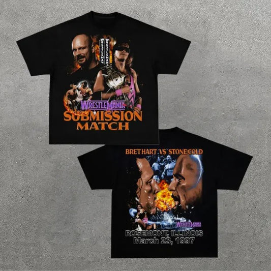 VINTAGE TEE | WRESTLEMANIA 13, Double Sided Prints Vintage T-Shirt, Wrestler Shirt, WWE Shirt, Y2k Shirt, Vintage Graphic Tee, Unisex T-Shirt, Gift For Him, Adult Casual Cotton Crewneck Short Sleeve Shirt Top Menswear