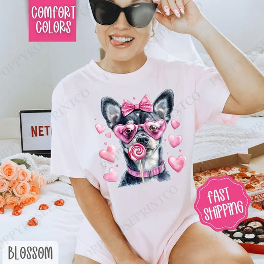 Valentine Heeler Shirt Comfort Colors, Valentine's Day Women's Tee, Cute Women's Tshirt