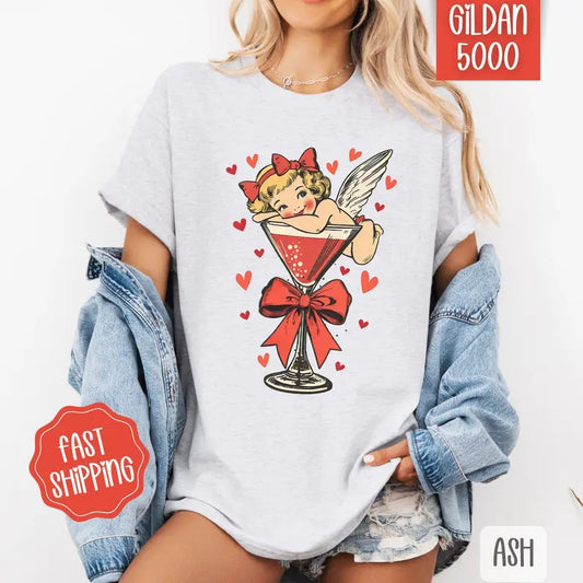 Valentine Martini Shirt Gildan, Valentine's Day Women's Tee, Holiday Women's Tshirt Plus Sizes