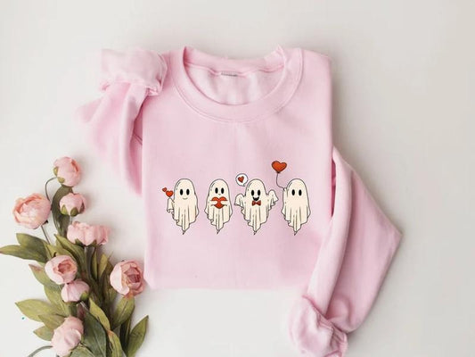Valentine Sweatshirt, Valentines Day Sweatshirt, Valentines Ghost Sweatshirt, Cute Ghost Sweater, Valentines Gift, Spooky Valentine Crewneck