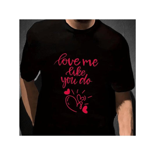 Valentine's Day Heart Print Men's T-Shirt - Casual Cotton Crew Neck Tee for Outdoor, Beach & Party Wear made in usa