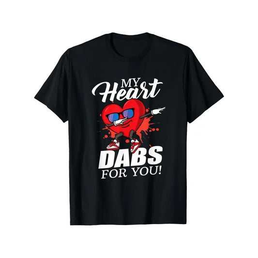 Valentine's Day Love Heart T-Shirt - 100% Cotton, Soft & Breathable, Perfect Gift for Men & Women, Casual Fit, Machine Washable - Black, Embroidery, 180g Fabric Weight made in usa
