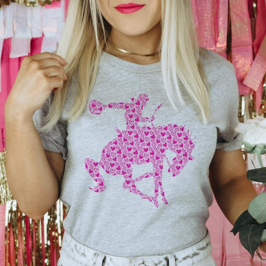 Valentines Cowboy T-Shirt Country Western Tshirt Valentines Day Shirt Pink Cowboy Tee Cowgirl Pink T-Shirt Soft Print Tshirt Texas Country Tee Oversized Fit Shirt Casual Top