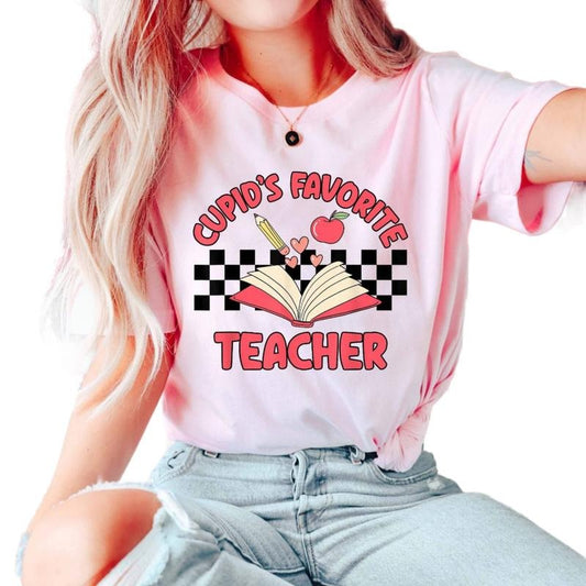 Valentines Day Teacher T Shirt, Cupid's Favorite Teacher Shirt, One Loved Teacher T Shirt, Teacher Valentines Day Gift, Valentines T-Shirt, Gifts For Lovers, Unisex Short Sleeve Tee Shirt, Valentine Gift Ideas Fit Top