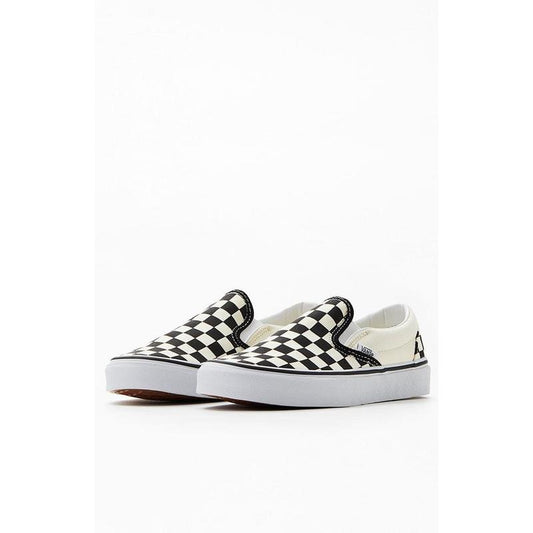 Vans Men's Classic Checkerboard White & Black Slip-On Shoes