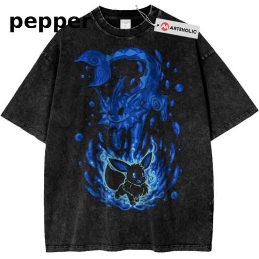 Vaporeon Shirt, Eevee Shirt, Pokemon Shirt, PKM Shirt, Anime Shirt, Vintage Tee Menswear Top Underwear Tshirt Shortsleeve Streetwear
