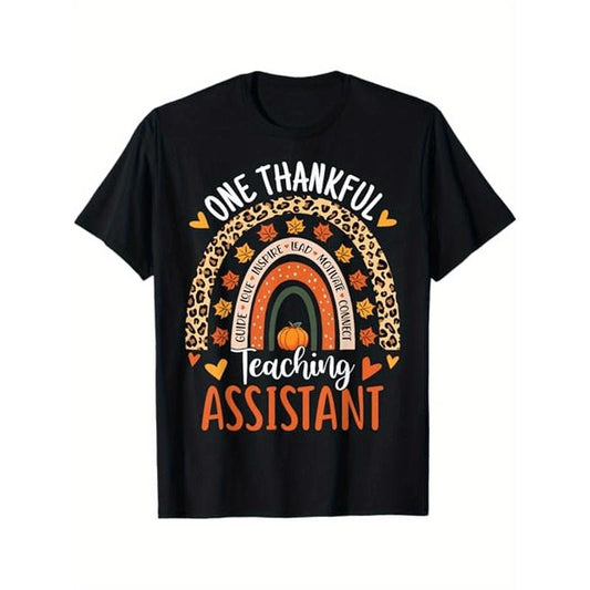 Versatile Cotton Tee for Men - Trendy Geometric Print, Perfect for Thanksgiving & All Seasons, Machine Washable Made in USA