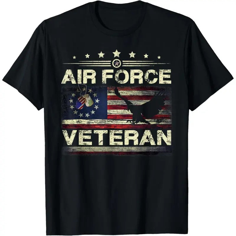 Veteran US Air Force Tshirt - American Betsy Ross Flag T-Shirt made in usa
