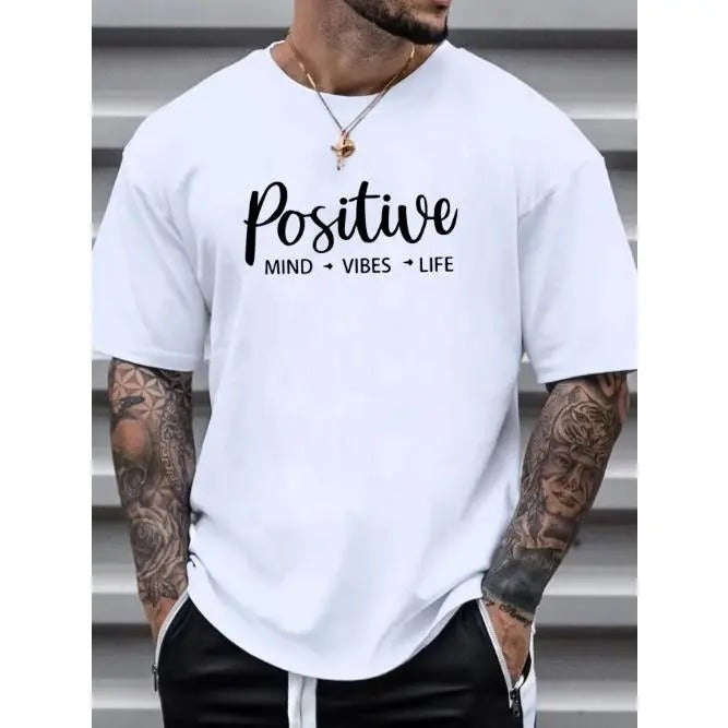 Vibrant Graphic T-Shirt for Men - Short Sleeve, Casual, Summer-Friendly, Positive Vibe Print - Perfect Gift for Friends and Family Made in USA
