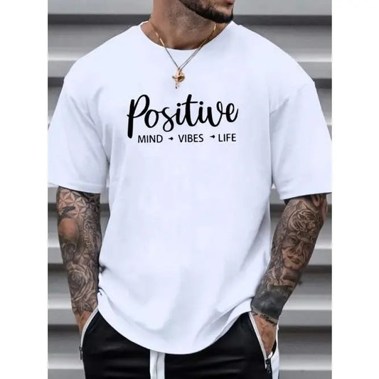 Vibrant Graphic T-Shirt for Men - Short Sleeve, Casual, Summer-Friendly, Positive Vibe Print - Perfect Gift for Friends and Family Made in USA