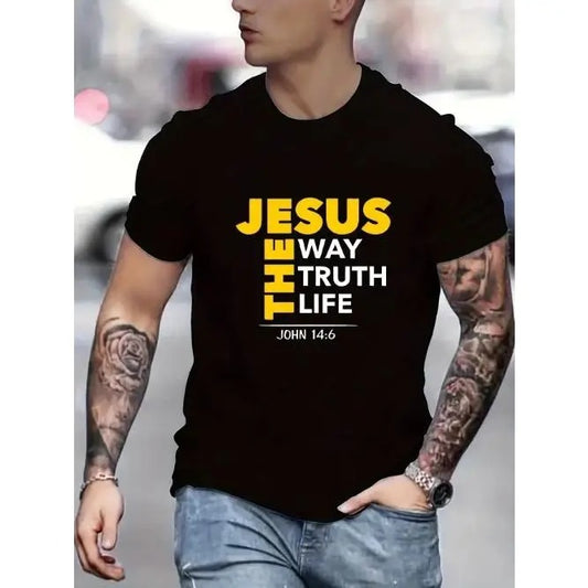 Vibrant Jesus Graphic Print T-Shirt - Soft, Breathable, Short Sleeve Tee for Men - Perfect Casual Summer Wear Made in USA